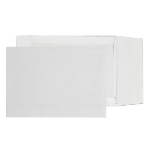Blake Purely Packaging White Peel & Seal Board Bac k Gusset 324X229X50mm 120G Pk125 Code 92935 3P