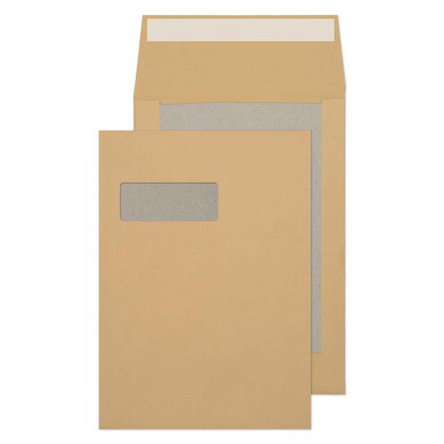 Blake Purely Packaging Manilla Window Peel & Seal Board Back Gusset 324x229mm 120gsm Pack 125 Code 93901MW