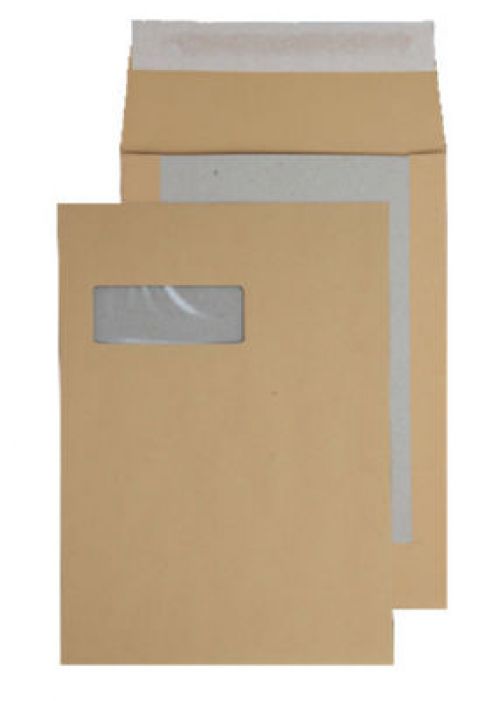 Blake Purely Packaging Board Back Gusset Pocket Peel and Seal Window Manilla 120g Pk125 Code 93901MW