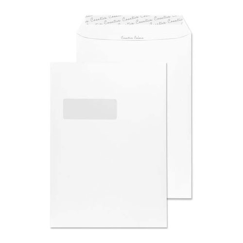 Blake Creative Colour Ice White Window Peel & Seal Pocket 324X229mm 120Gm2 Pack 250 Code 950W 3P Blake Envelopes
