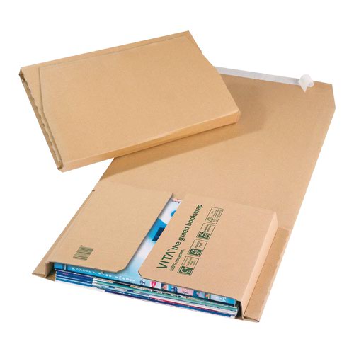 Vita Purely Packaging Green Bookwrap Peel and Seal 217x155x52mm Manilla (Pack 25) BWM02