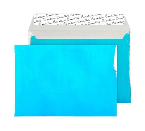 Blake Shine Opalised Aqua Blue Peel & Seal Wallet 162x229mm 140gsm Pack 100 Code EF395