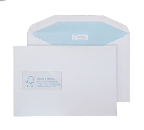 604678 | FSC certification has become one of the most recognisable environmental credentials of the day. These envelopes are made from FSC certified paper and clearly promote the FSC logo and credentials through the window of the envelope.