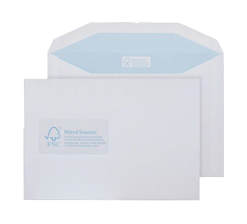 604470 | FSC certification has become one of the most recognisable environmental credentials of the day. These envelopes are made from FSC certified paper and clearly promote the FSC logo and credentials through the window of the envelope.