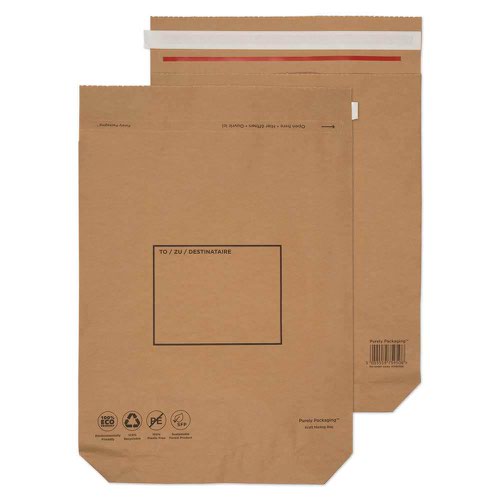 Kraft Paper Gusset Mailing Bag 480x380x80mm Peel & Seal Rip Strip Brown 110gsm [Pack 100] KMB1166