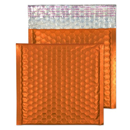 Blake Colour Packaging Flame Orange Peel and Seal Metallic Matt Bubble 165 x 165mm 71Mu Pack 100 Code MTO165