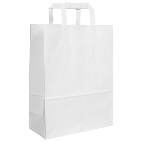 Blake VITA White  Flat Handled Carrier Bag 260 x 120mm 80gsm Pack 250 Code PCF131