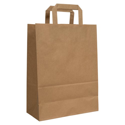 Blake VITA Brown  Flat Handled Carrier Bag 260 x 120mm 80gsm Pack 200 Code PCF231