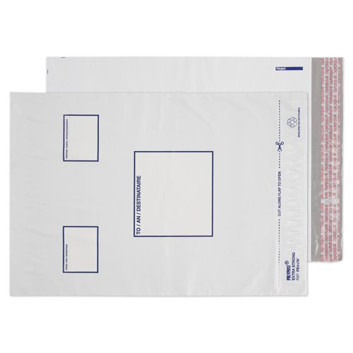 Blake Purely Packaging Polythene Mailing Pocket White Address Panels C4+ (Pack 5) Code PE44/W/5 PR