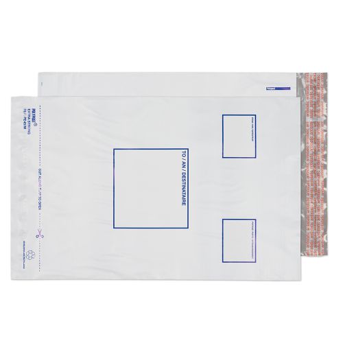 Blake Purely Packaging White Peel & Seal Polythene Pocket 255X350mm 50Mu Pack 1000 Code Pe45/W 3P