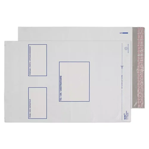 Blake Packaging Envelopes C3+ Polypost Polythene Pocket White Peel and Seal 50mu 430x330mm (Pack 100) - REPE64/W/100