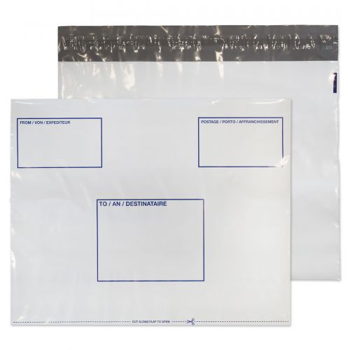 Blake Purely Packaging White Peel & Seal Polythene  Wallet 430X330mm 50Mu Pack 500 Code Pe74/W 3P