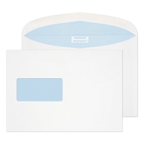 Blake Premium Postfast Mailing Wallet Window Gummed White C5+ 162x235mm 90gsm (Pack 50) Code PF74865