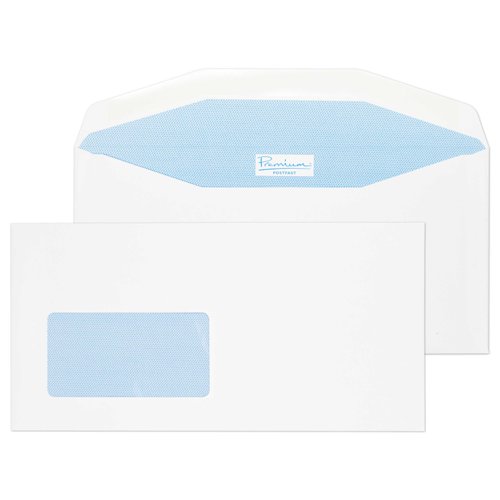 Blake Premium Postfast Mailing Wallet Window Gummed White DL+ 114x229mm 90gsm (Pk 500) Code PF804IJ