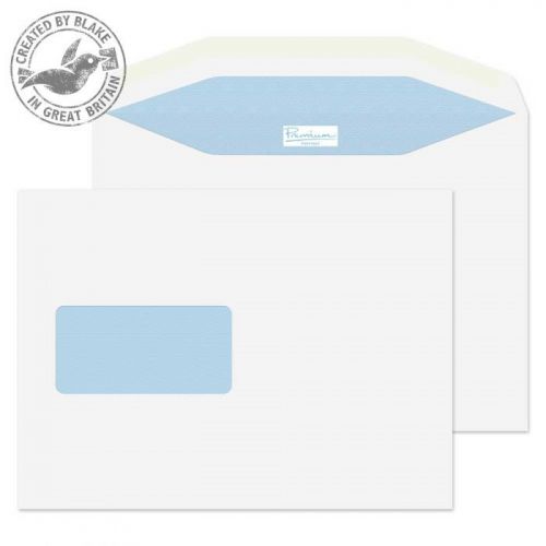 Blake Premium Postfast White Window Gummed Mailing Wallet C5 162x229mm 90gsm (Pack 50) Code PF80865