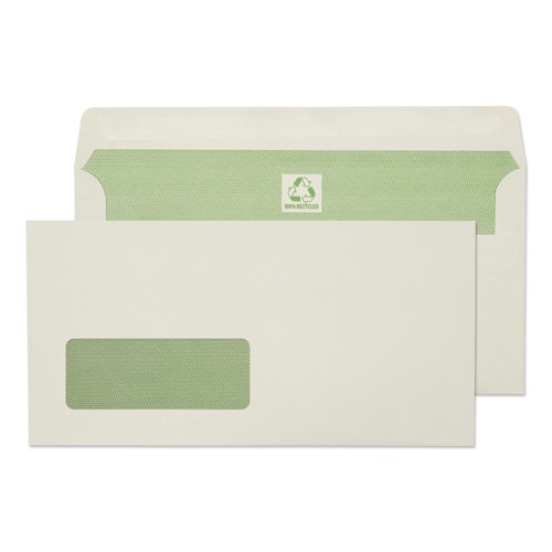 Blake Purely Environmental Wallet Envelope DL Self Seal Window 90gsm Natural White (Pack 500) - RE4360 Blake Envelopes