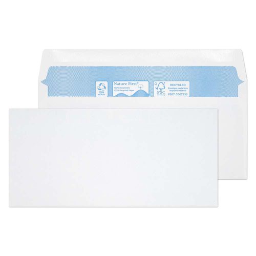 Blake Purely Environmental White Gummed Wallet 102X216mm 80Gm2 Pack 1000 Code Rn010 3P