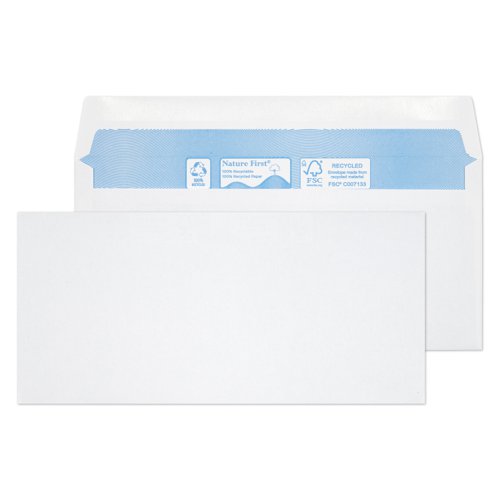 Blake Environmental White Gummed Wallet 102x216mm 80gsm Pack 1000 Code RN010