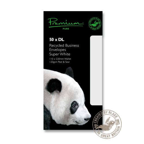 Blake PremiumPure Dl Recycled Peel & Seal White Envelopes (Pack of 50) RP81255 Plain Envelopes BLK72685