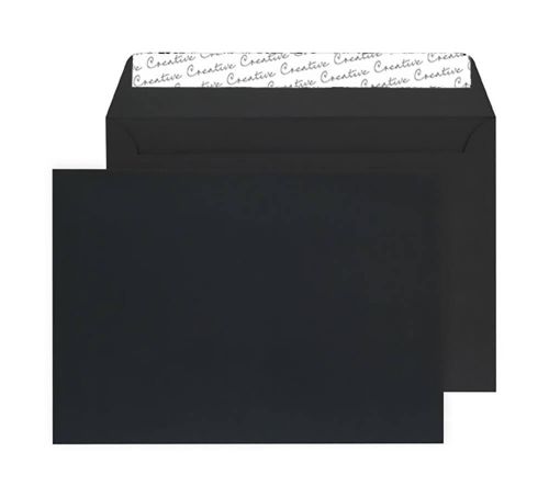 Smooth velvet touch paper envelopes in a striking black shade. The perfect envelope for special mailing or campaigns, this envelope will always get noticed. 