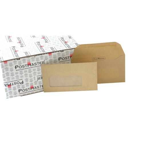 Postmaster Envelope DL Window 114x235mm 80gsm Manilla Pack 500 Machine Envelopes EN2550