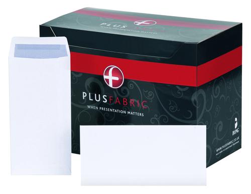Plus Fabric Pocket Envelopes Self-Seal DL White 120gsm (Pack 500) E25771