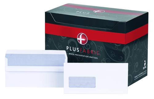 Plus Fabric DL Window Envelopes 110gsm Wallet Self Seal White (Pack of 500) J22370 Window Envelopes EN9889