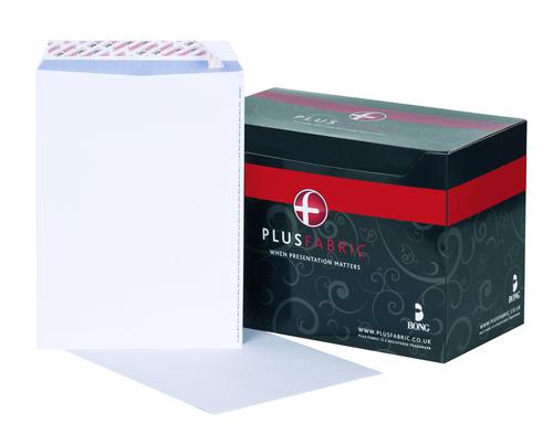 Plus Fabric Easy Open Envelopes C4 White 120gsm Peel & Seal K26739 [Box 250]