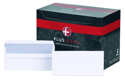 Plus Fabric DL Envelopes 110gsm Wallet Self Seal White (Pack of 250) M23270 Plain Envelopes EN9574