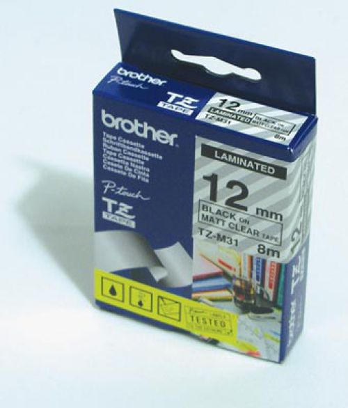 Brother Black On Clear Strong Label Tape 12mm x 8m - TZES131