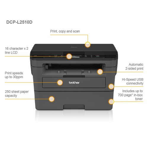 DCP-L2510D Compact 3-in-1 Mono Laser Printer