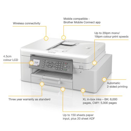 MFCJ-4335DWXL Wireless All-in-Box Colour Inkjet Printer for Home Working