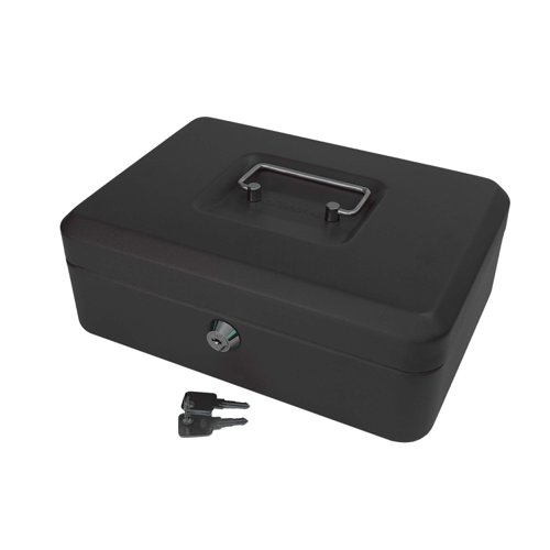 ValueX Metal Cash Box 250mm (10 Inch) Key Lock Black - CBBK10