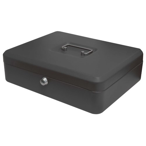 ValueX Metal Cash Box 300mm (12 Inch) Key Lock Black - CBBK12