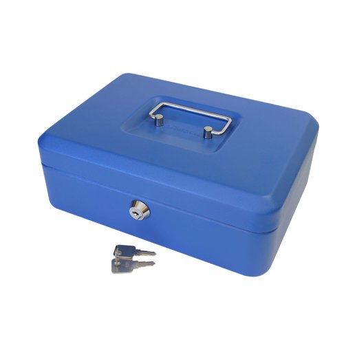 ValueX Metal Cash Box 250mm (10 Inch) Key Lock Blue - CBBL10