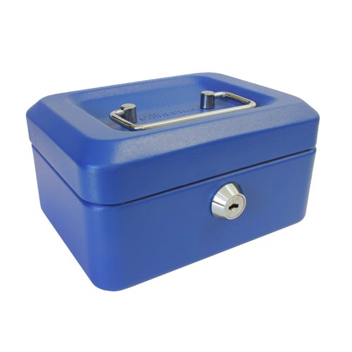 ValueX Metal Cash Box 150mm (6 inch) Key Lock Blue - CBBL6