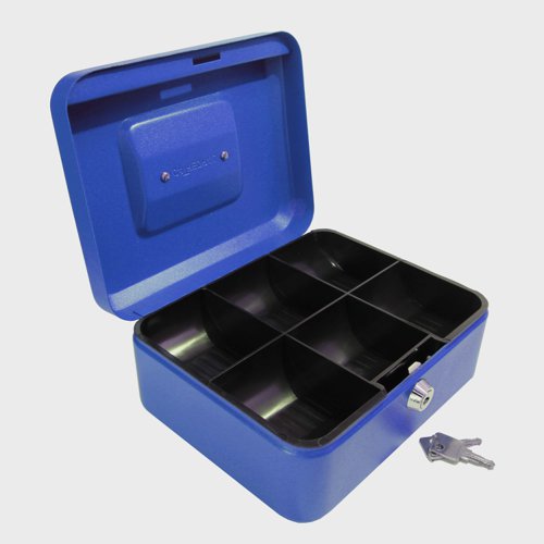 ValueX Metal Cash Box 200mm (8 Inch) Key Lock Blue - CBBL8