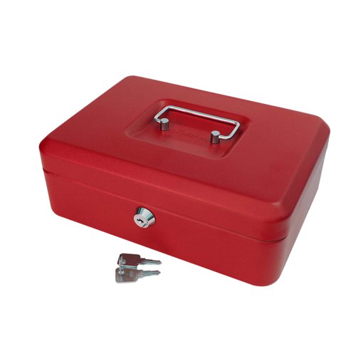 ValueX Metal Cash Box 250mm (10 Inch) Key Lock Red - CBRD10