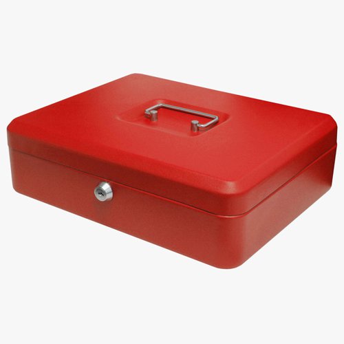 ValueX Metal Cash Box 300mm (12 Inch) Key Lock Red - CBRD12