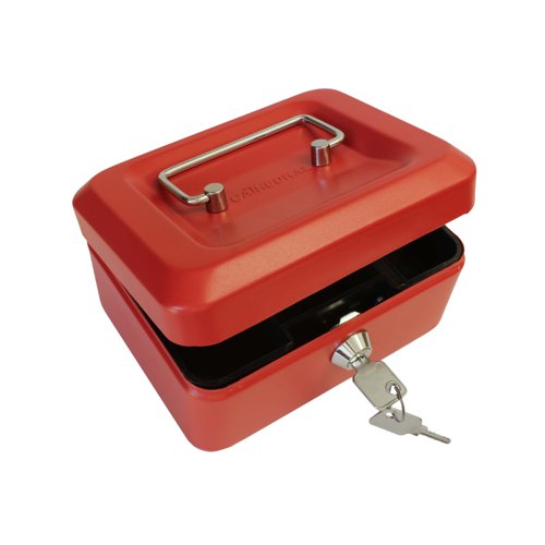 ValueX Metal Cash Box 150mm (6 inch) Key Lock Red - CBRD6