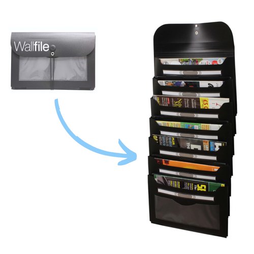 Cathedral Wallfile Portable Hanging Organiser Polypropylene A4 7 Pocket Black - EXPWALBK Expanding Files 14431CA