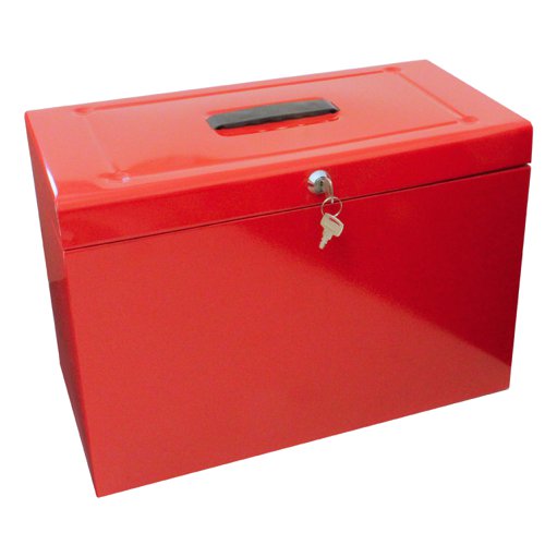 ValueX Cathedral Metal Suspension File Box Foolscap Red - HORD