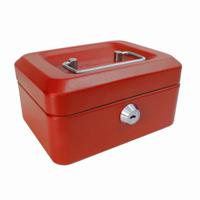 ValueX Metal Cash Box 150mm (6 inch) Key Lock Red - CBRD6