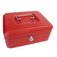 ValueX Metal Cash Box 200mm (8 Inch) Key Lock Red - CBRD8