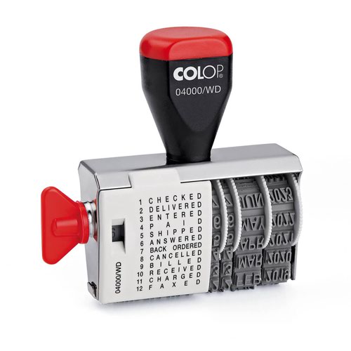 Colop 04000/WD Dial A Phrase Word and Date Stamp - 108803 34049CL Buy online at Office 5Star or contact us Tel 01594 810081 for assistance