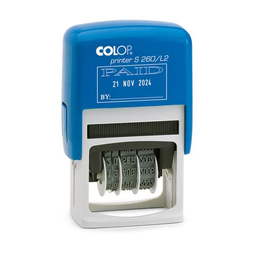 COLOP S260/L2 Green Line Self-Inking Date Stamp PAID 3260/L2
