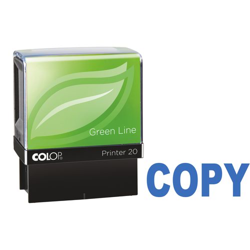 COLOP Printer 20 COPY Green Line Word Stamp - Blue - 37x13mm