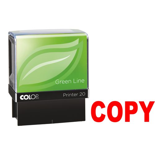 34063CL - Colop Green Line P20 Self Inking Word Stamp COPY 35x12mm Red Ink - 148233