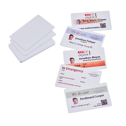 COLOP e-mark White PVC Business Cards - for use with Multi-Line Print Tool - Pack of 50