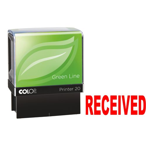 COLOP Printer 20 RECEIVED Green Line Word Stamp - Red - 37x13mm